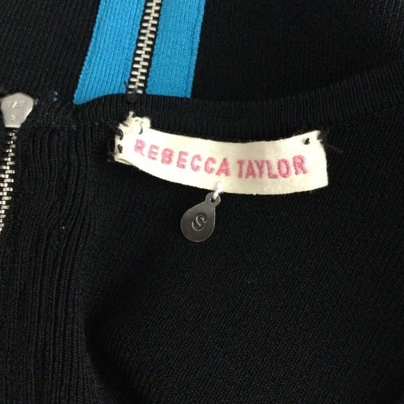 REBECCA TAYLOR DRESS V-Neck Black White Bodycon Midi Size Small - Picture 5 of 6